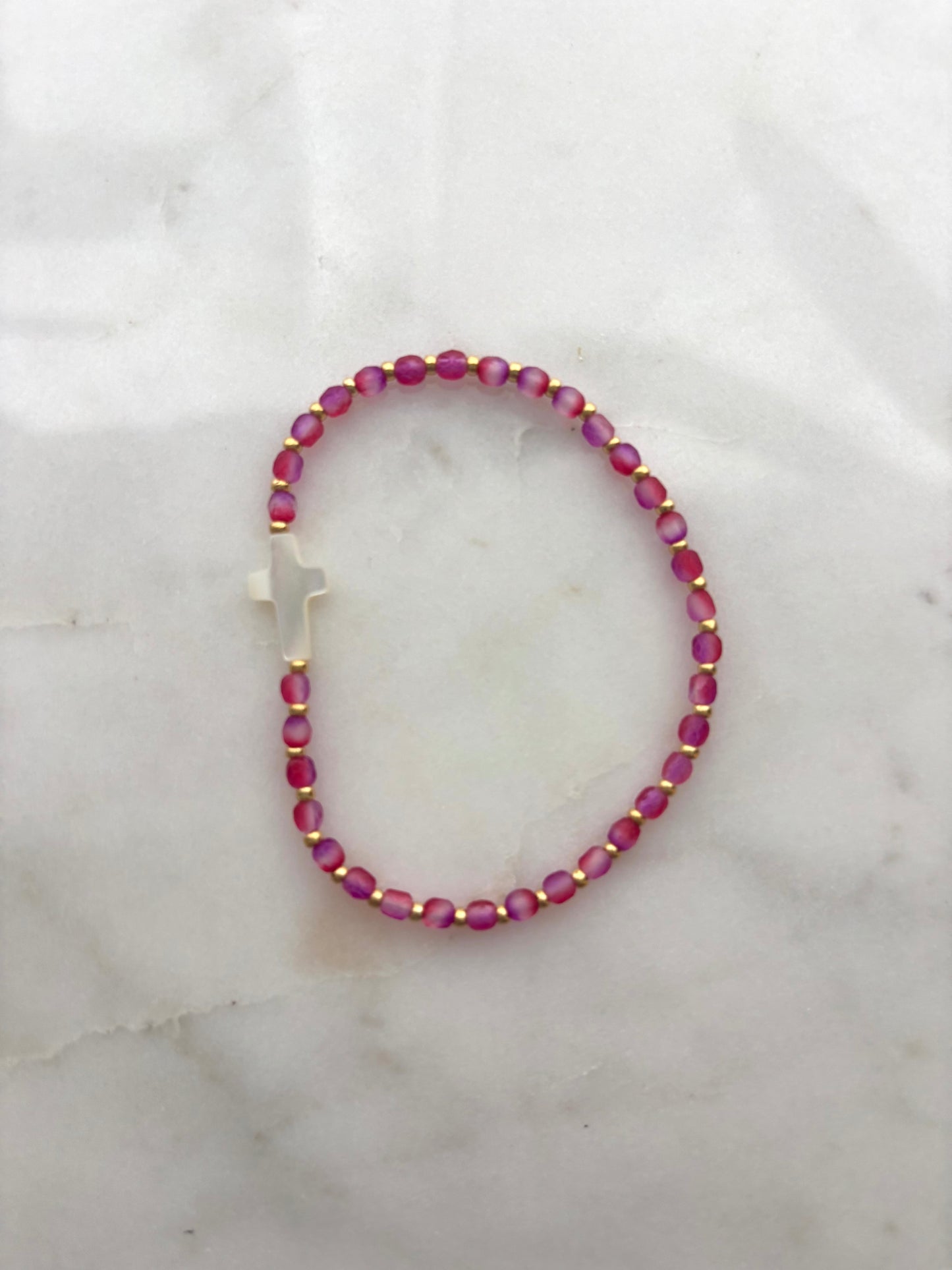 Pink Cross Bracelet