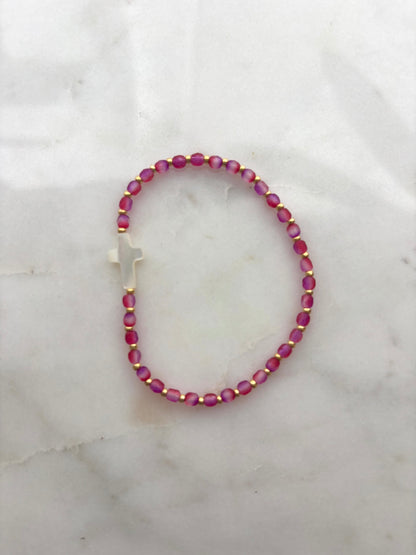Pink Cross Bracelet