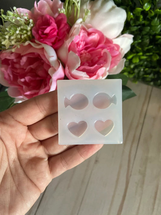 Stud Earrings Mold Fish & Heart
