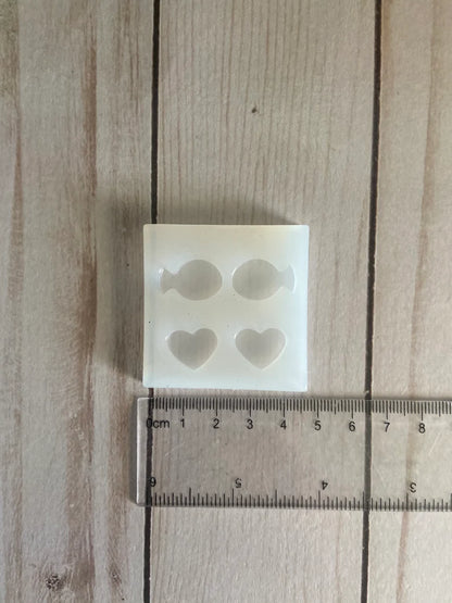 Stud Earrings Mold Fish & Heart