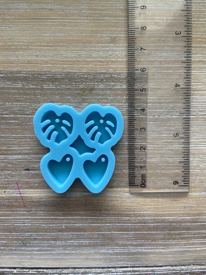 Mini Stud Earrings Leaf & Heart