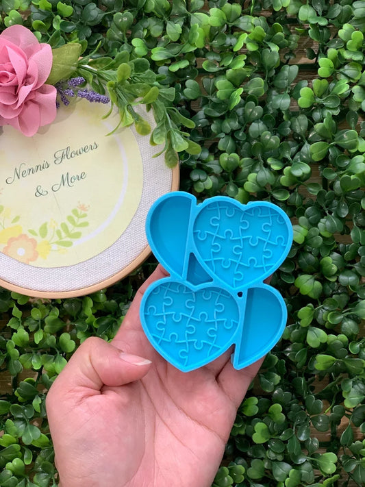 Heart Puzzle Straw Topper Mold