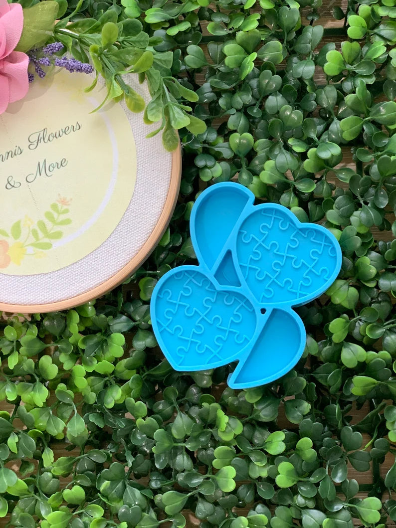 Heart Puzzle Straw Topper Mold