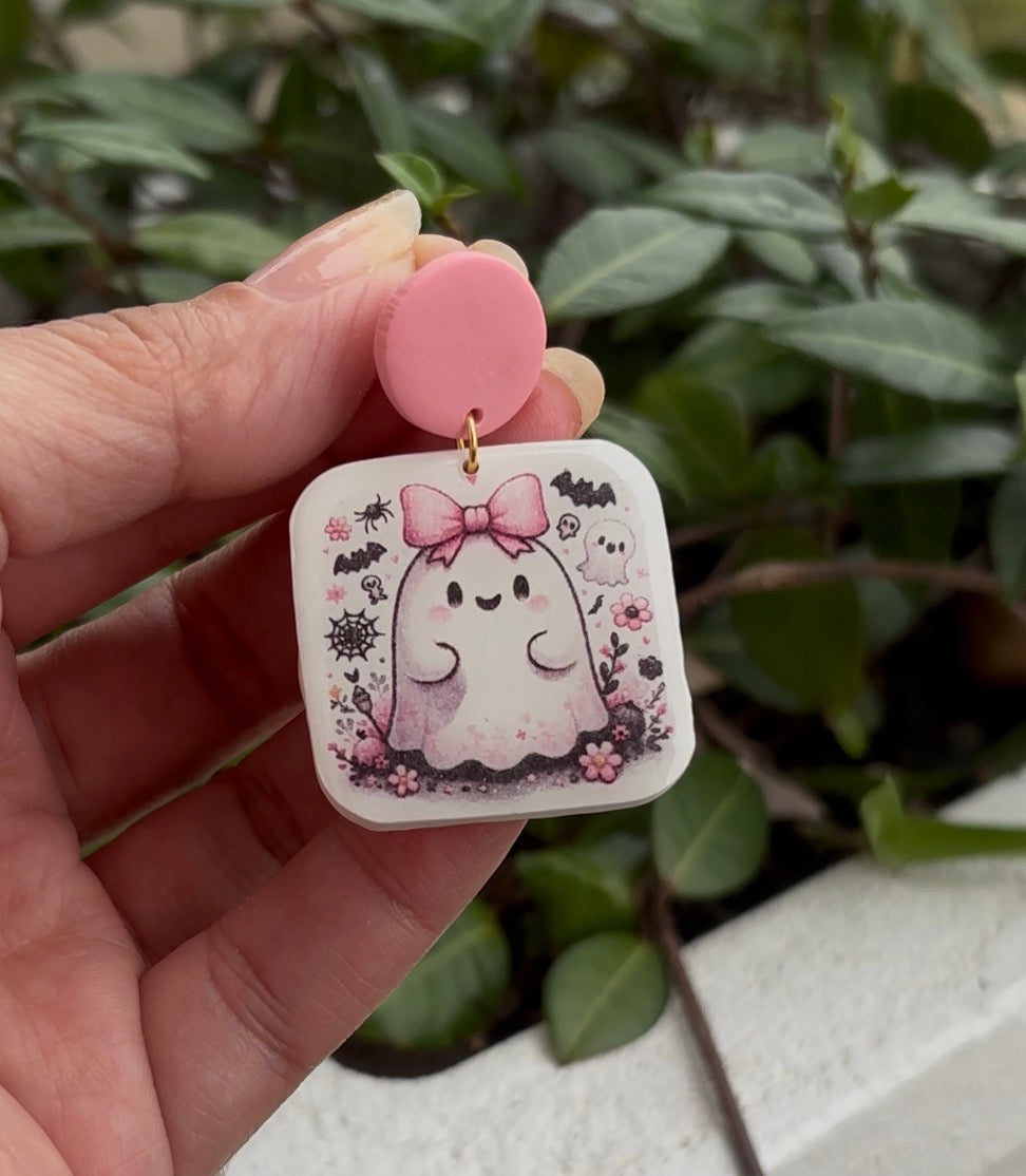 Pink Ghost Earrings