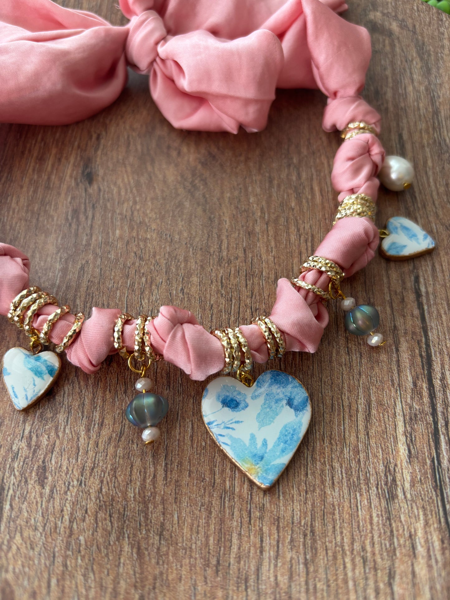 Blue Heart Charm Set Necklace