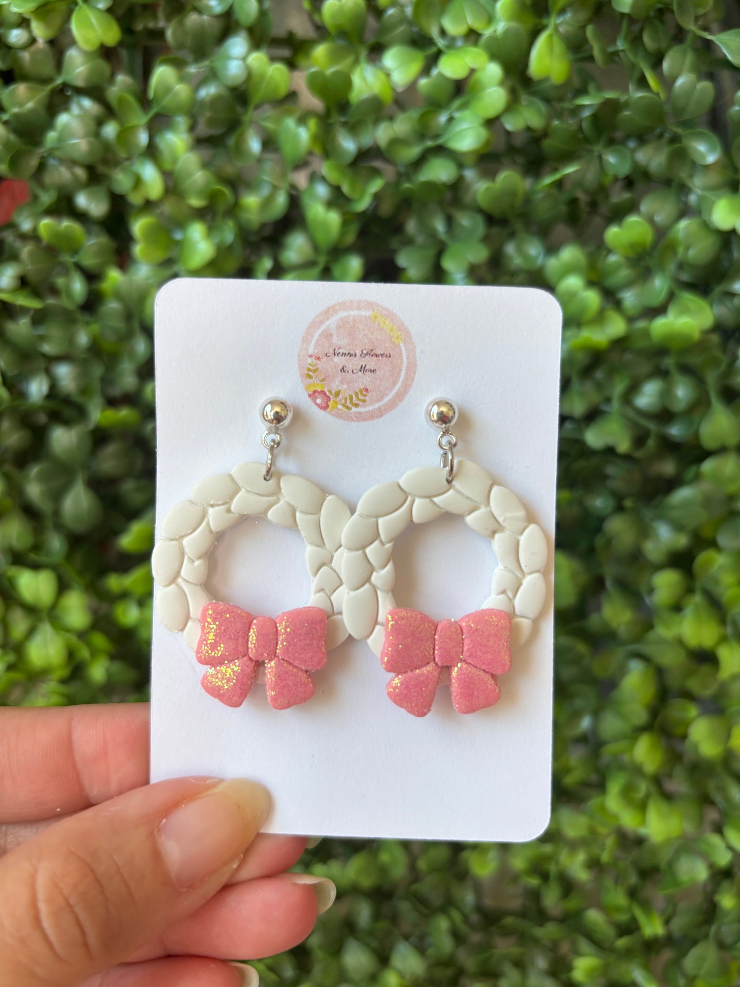 Christmas Wreath with Bow Earrings