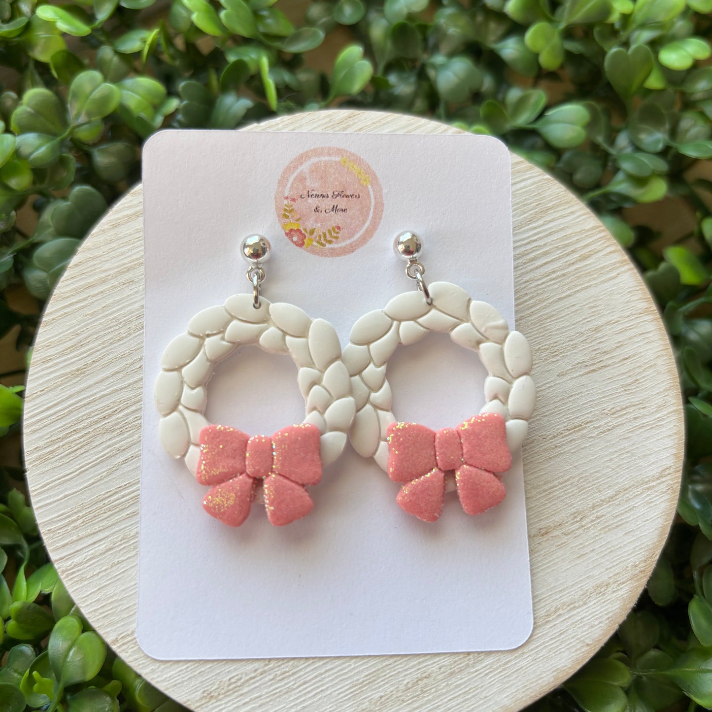 Christmas Wreath with Bow Earrings